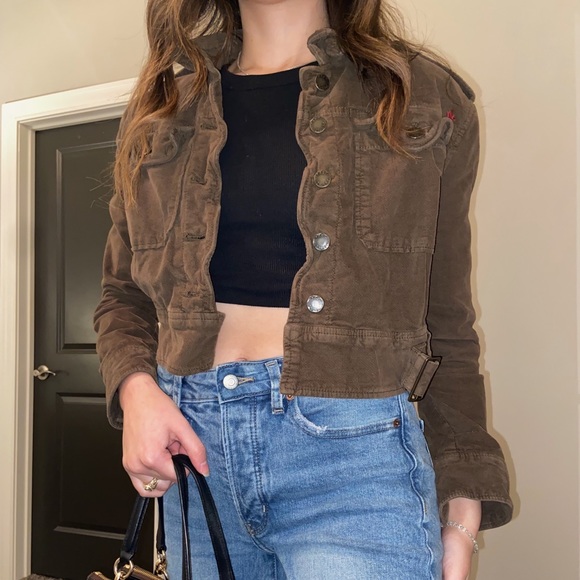 Free People Jackets & Blazers - Free People Brown Cropped Jacket